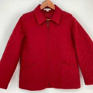 Pendleton Womens Quilted Jacket Size S Full Zip Red Pockets Lightweight Long Slv